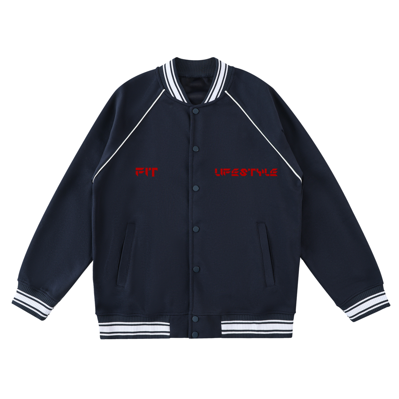 FIT LIFESTYLE Contrast Trim Raglan Varsity Jacket