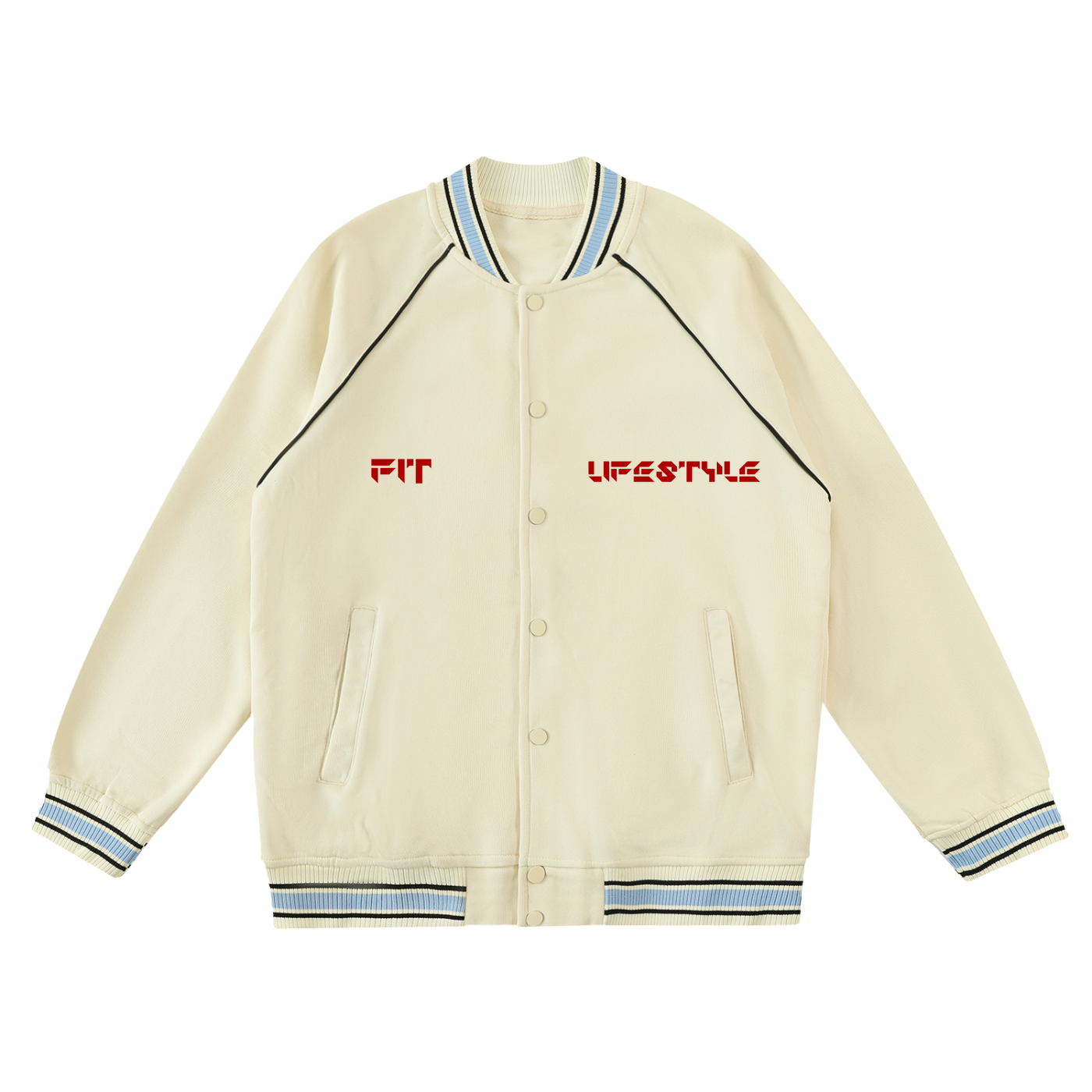 FIT LIFESTYLE Contrast Trim Raglan Varsity Jacket