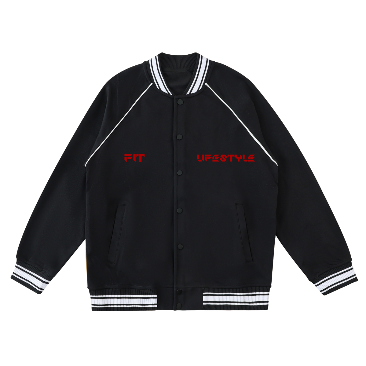 FIT LIFESTYLE Contrast Trim Raglan Varsity Jacket