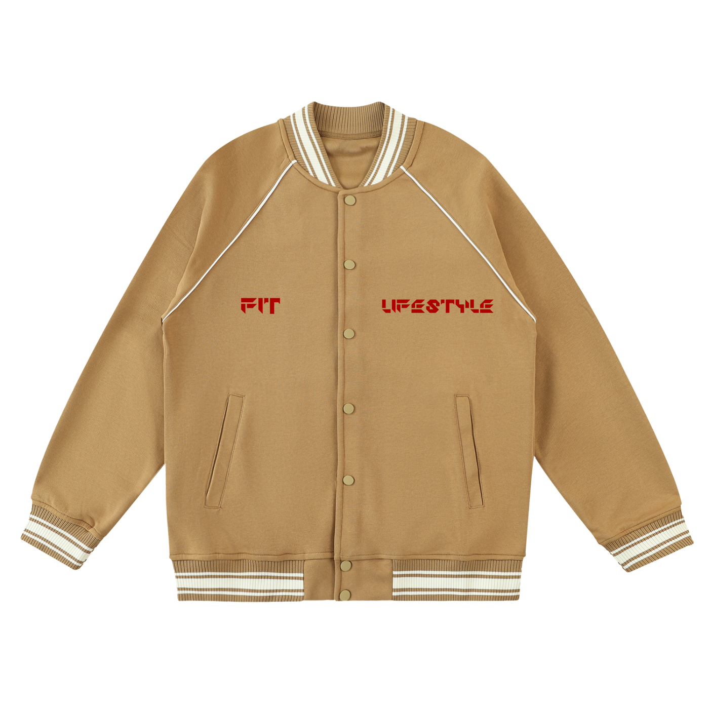 FIT LIFESTYLE Contrast Trim Raglan Varsity Jacket
