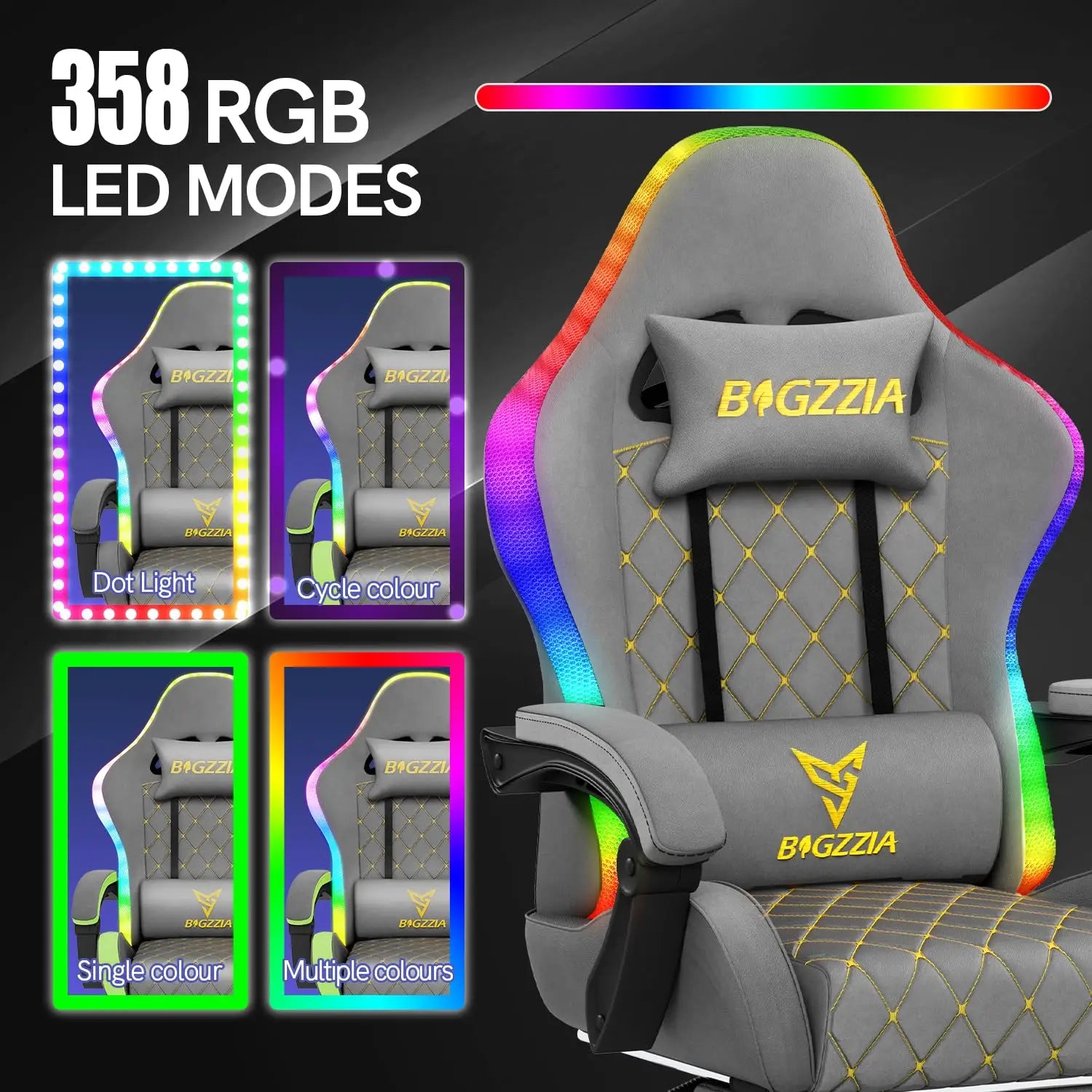 RGB Gaming Chair LED Lights and Ergonomic Reclining Chair