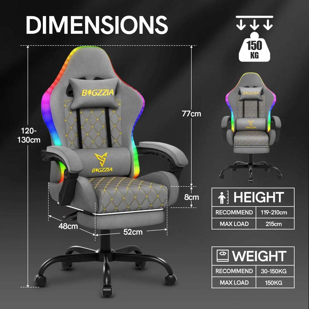 RGB Gaming Chair LED Lights and Ergonomic Reclining Chair