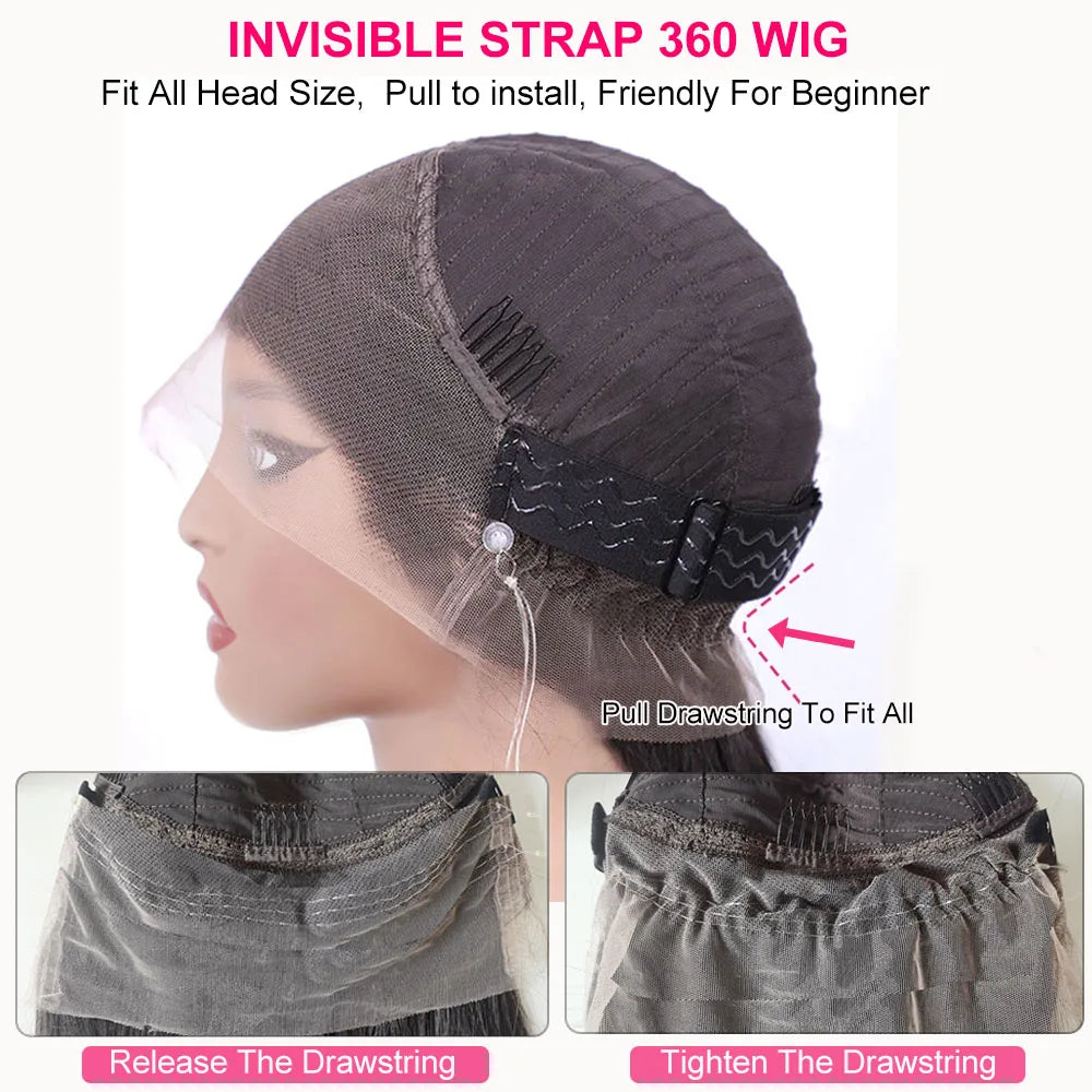 Hidden Invisible Strap 360 Full Hd Lace Glueless Wig Straight Chocolate Brown 30 Inch