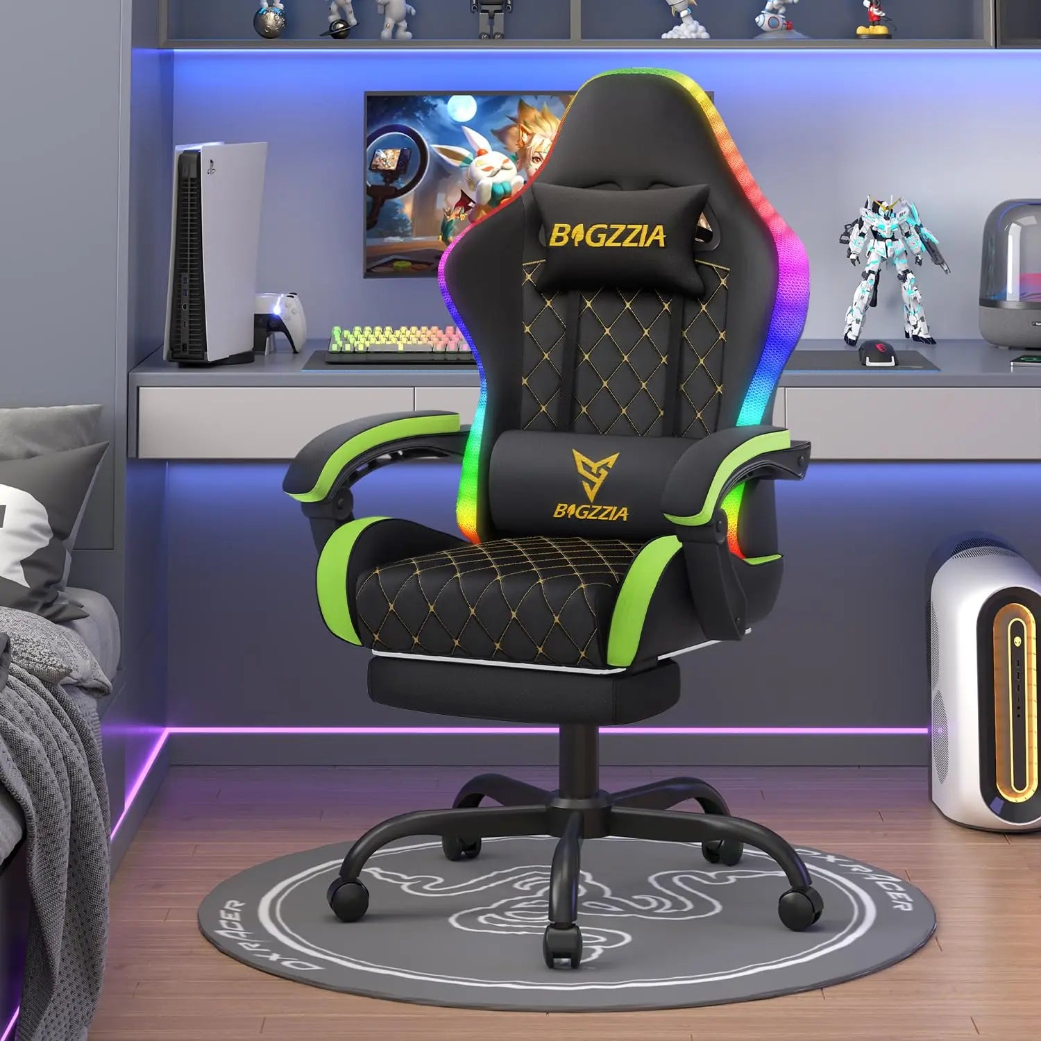 RGB Gaming Chair LED Lights and Ergonomic Reclining Chair