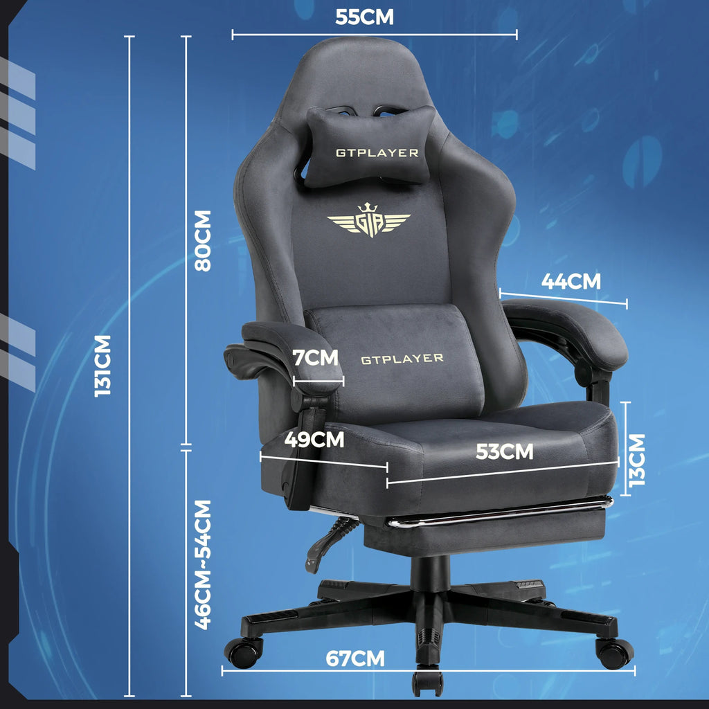 GTPLAYER Gaming Chair with Footrest and Lumbar Support