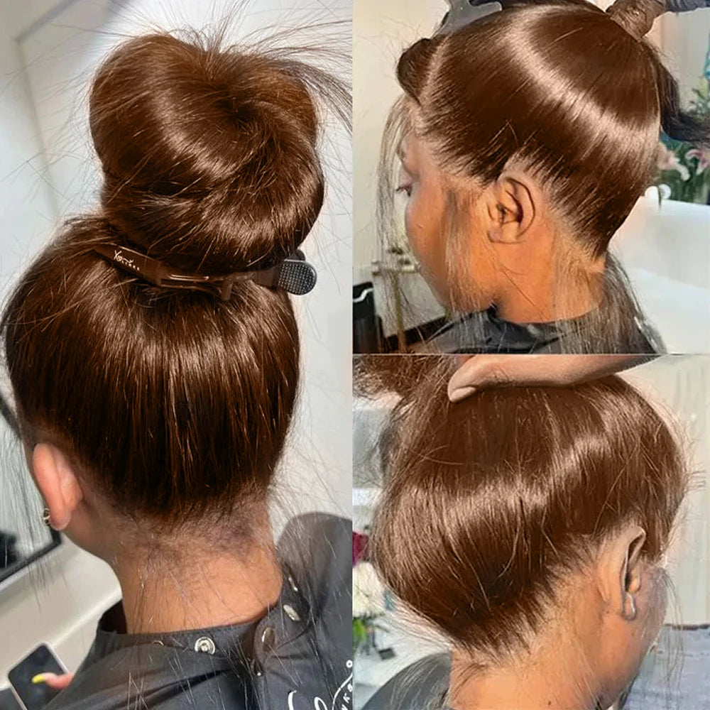Hidden Invisible Strap 360 Full Hd Lace Glueless Wig Straight Chocolate Brown 30 Inch