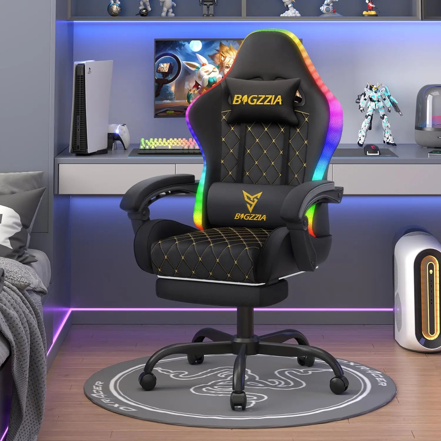 RGB Gaming Chair LED Lights and Ergonomic Reclining Chair