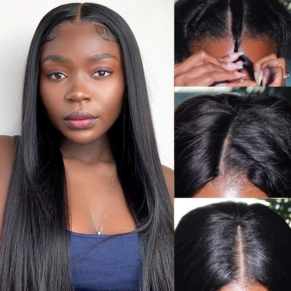 250 Density Straight V Part Wig Human Hair 30 34 Inch