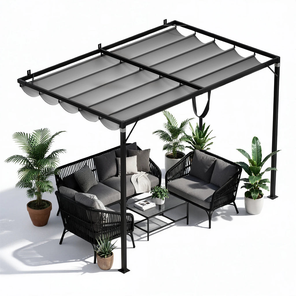 GartistGO 2*3m Lean To Pergola with Retractable Roof