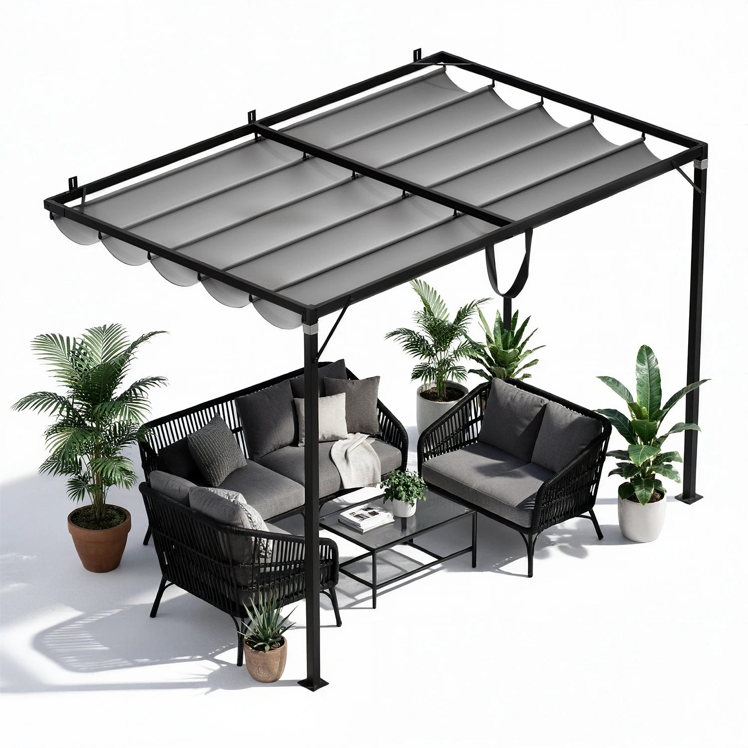 GartistGO 2*3m Lean To Pergola with Retractable Roof