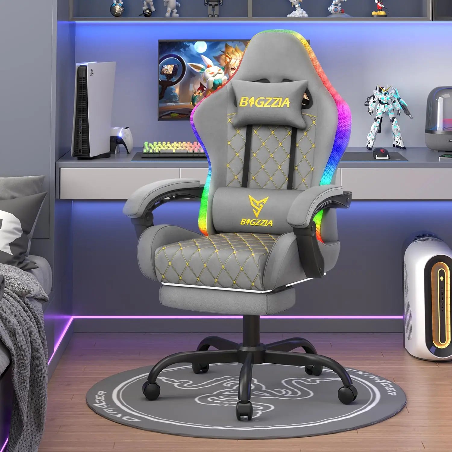 RGB Gaming Chair LED Lights and Ergonomic Reclining Chair