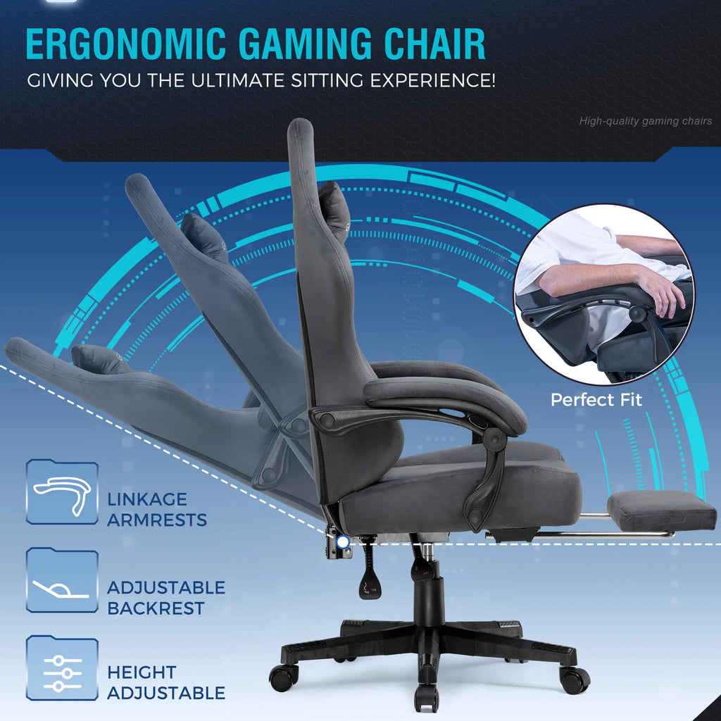 GTPLAYER Gaming Chair with Footrest and Lumbar Support