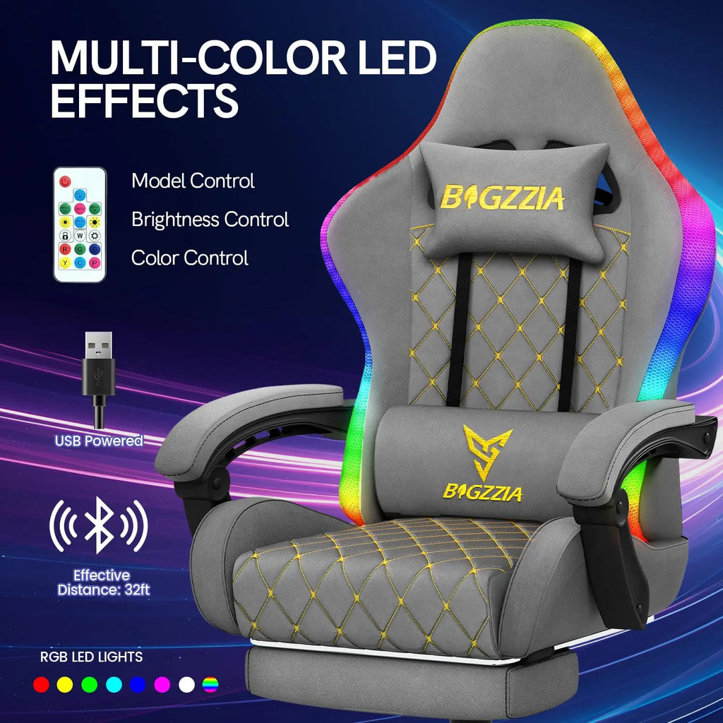 RGB Gaming Chair LED Lights and Ergonomic Reclining Chair