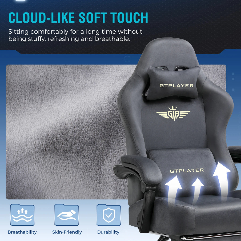 GTPLAYER Gaming Chair with Footrest and Lumbar Support