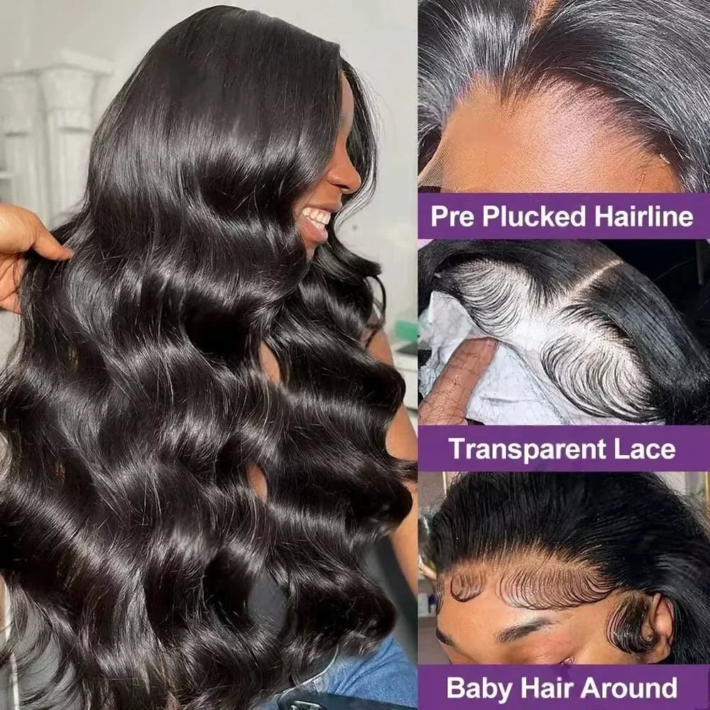 300 Density 30 36 Inch Body Wave Lace Human Hair Wigs