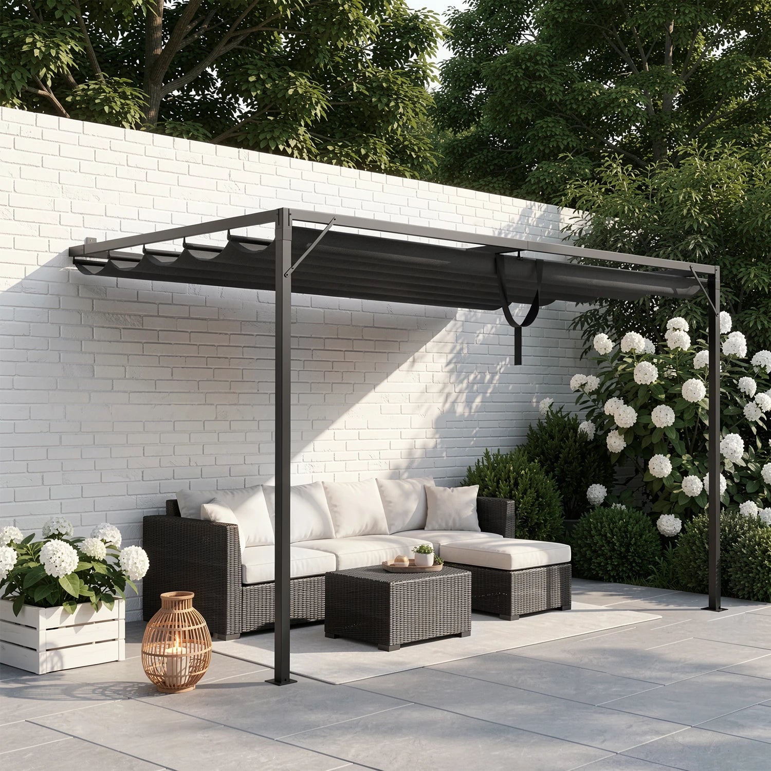 GartistGO 2*3m Lean To Pergola with Retractable Roof