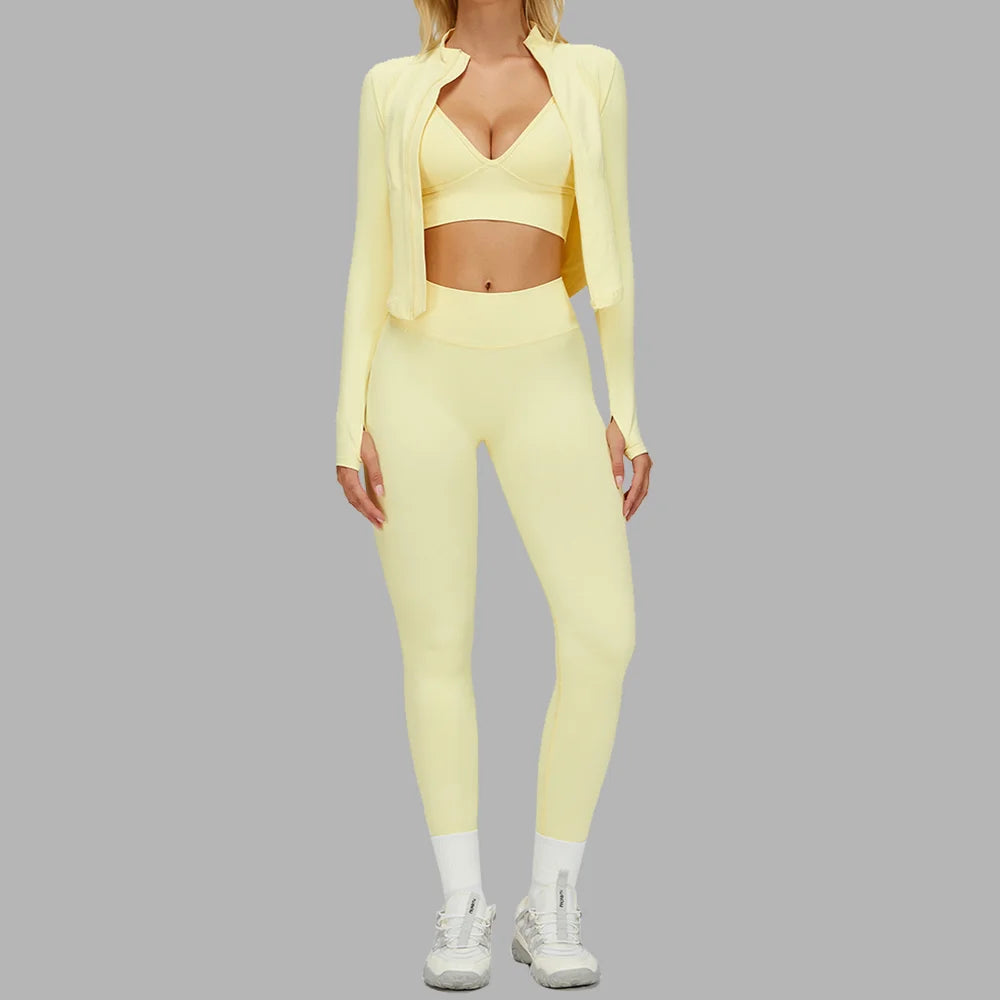 3PCS Yoga Set Seamless Women Gym Tracksuit