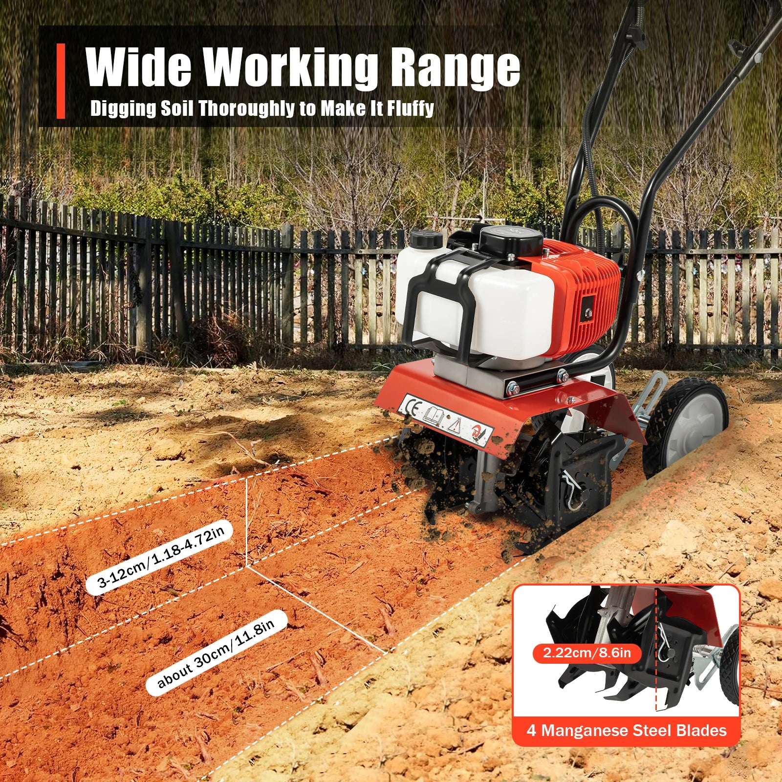 Gasoline Scarifier 52cc 2-Stroke Gasoline