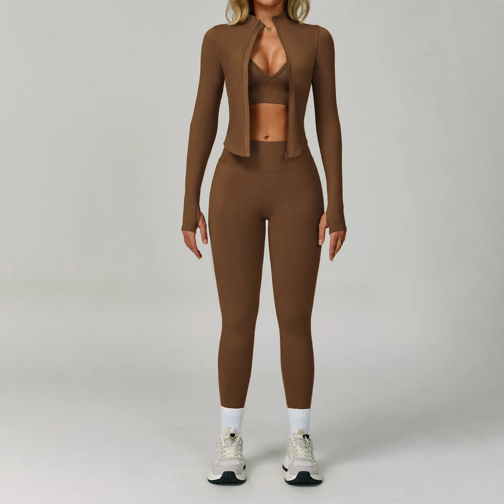 3PCS Yoga Set Seamless Women Gym Tracksuit