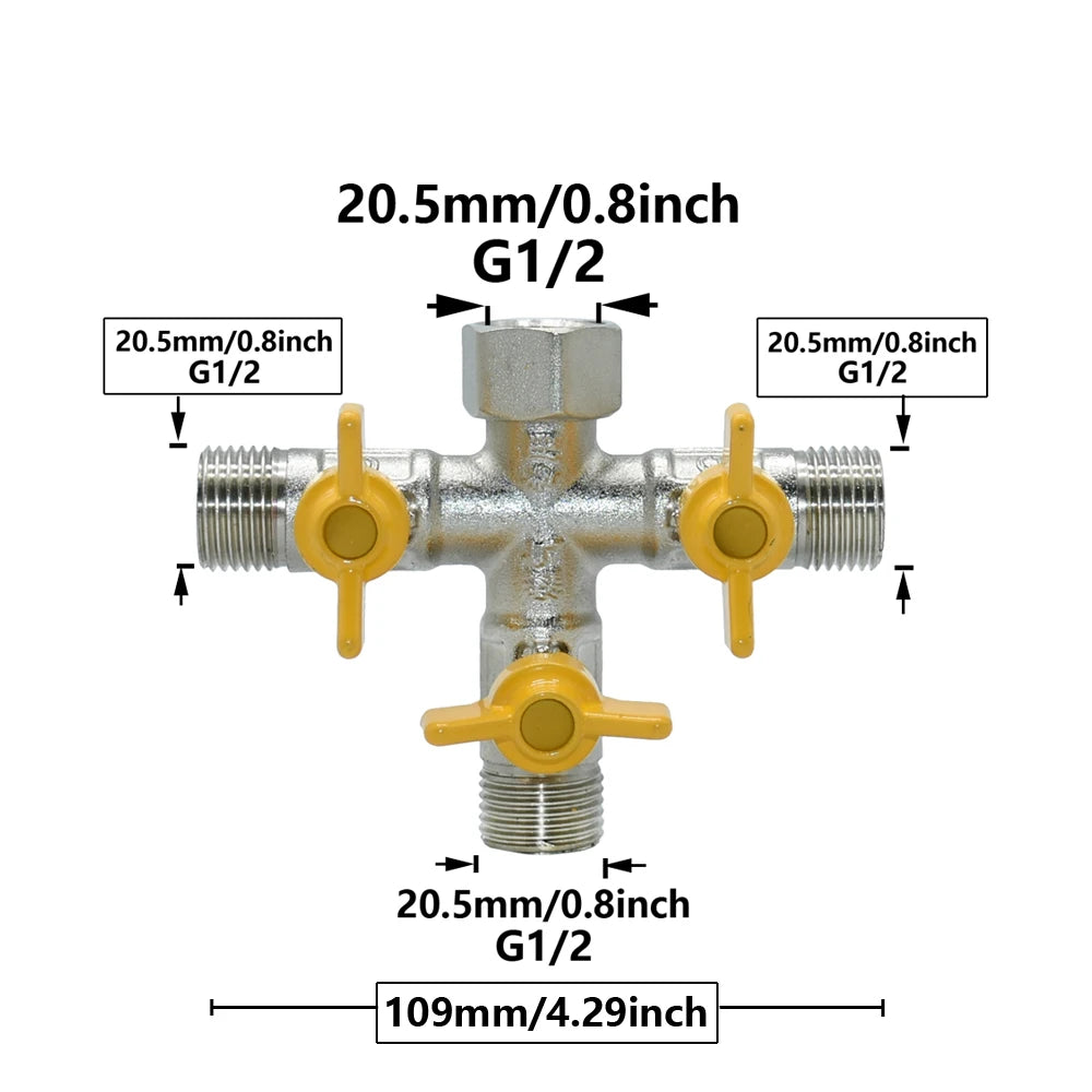 Brass 1/2" Thread 2/3-Way Garden Tap