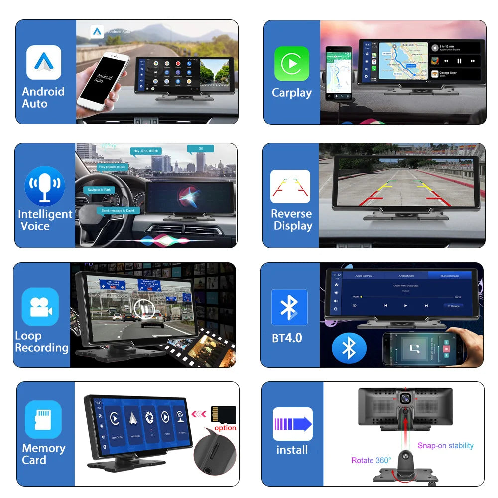 Dash Cam 4K Rearview Wireless GPS with Voice Control