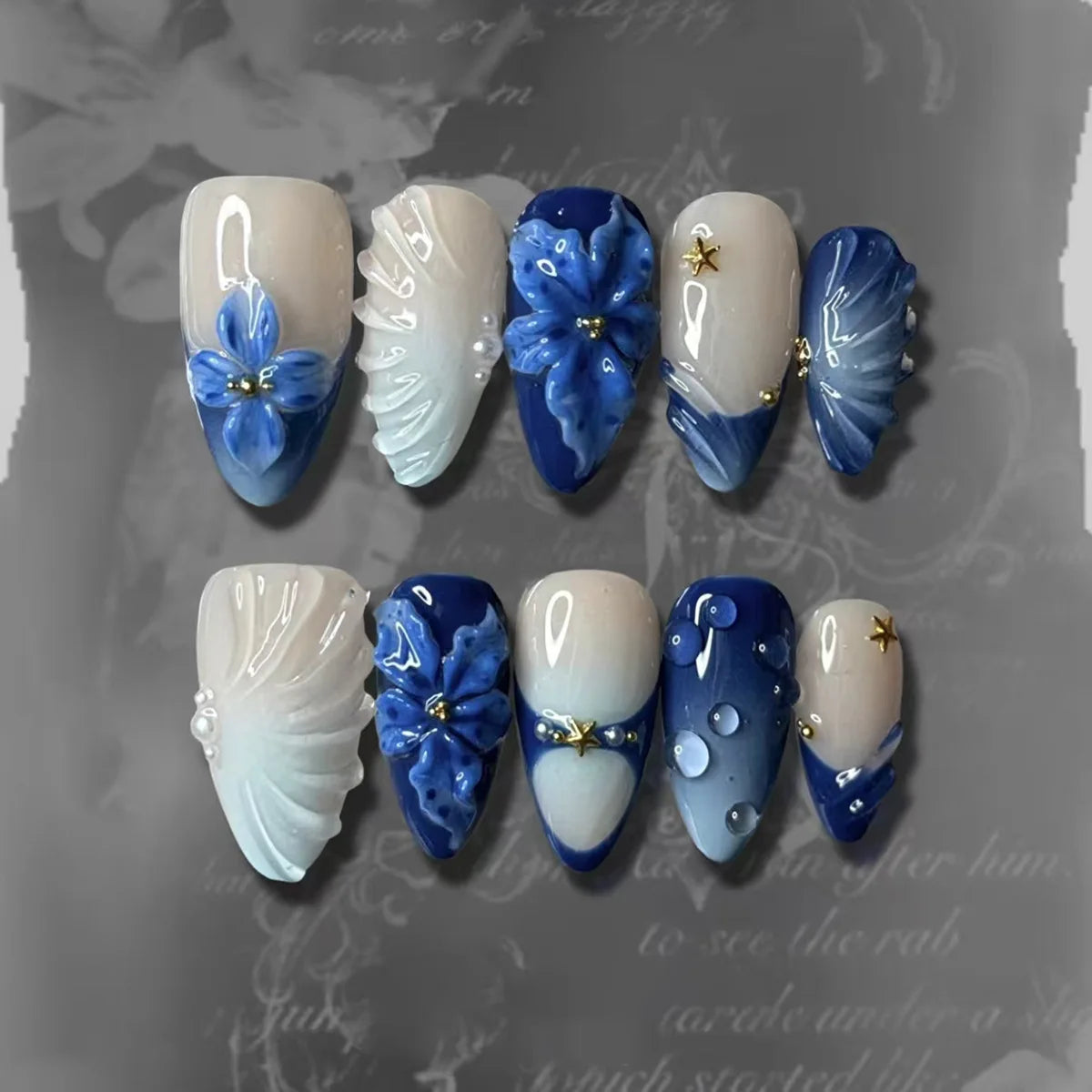 24Pcs 3D Fake Nails Press on
