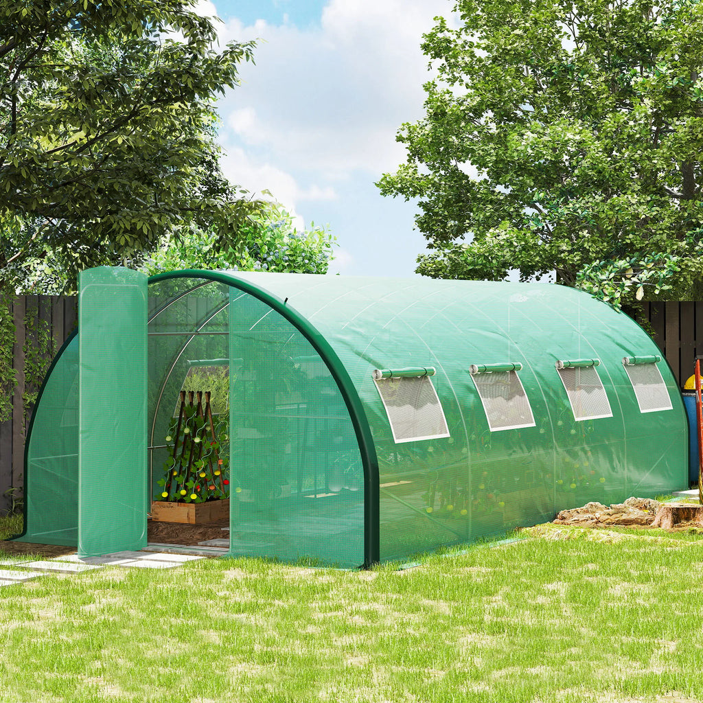 Outsunny Walk-in Polytunnel Greenhouse, 6 x 3(m), Green