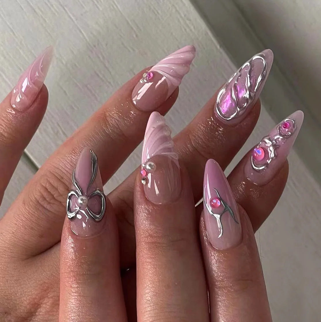 24Pcs 3D Fake Nails Press on
