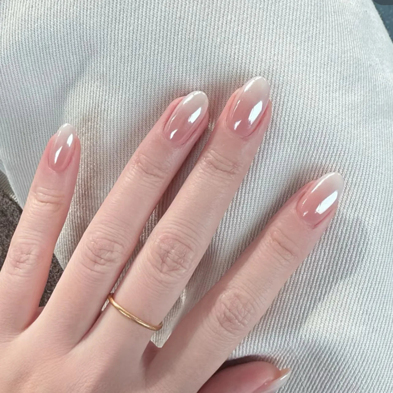 24pcs Pink Almond Press on Nails Flower Pattern
