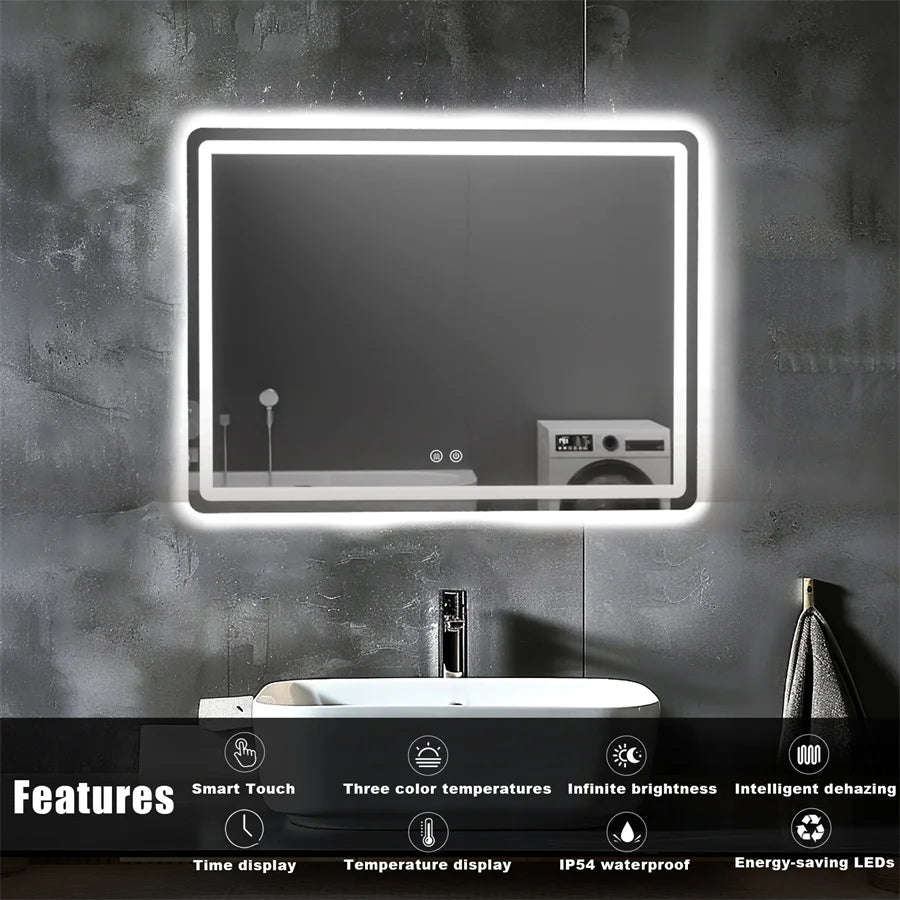 Hardwired Bathroom Mirror with LED Lights