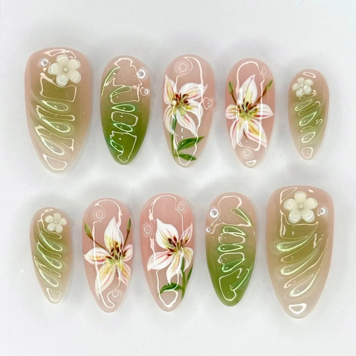 Press on Nails Strawberry Bow Design Nails