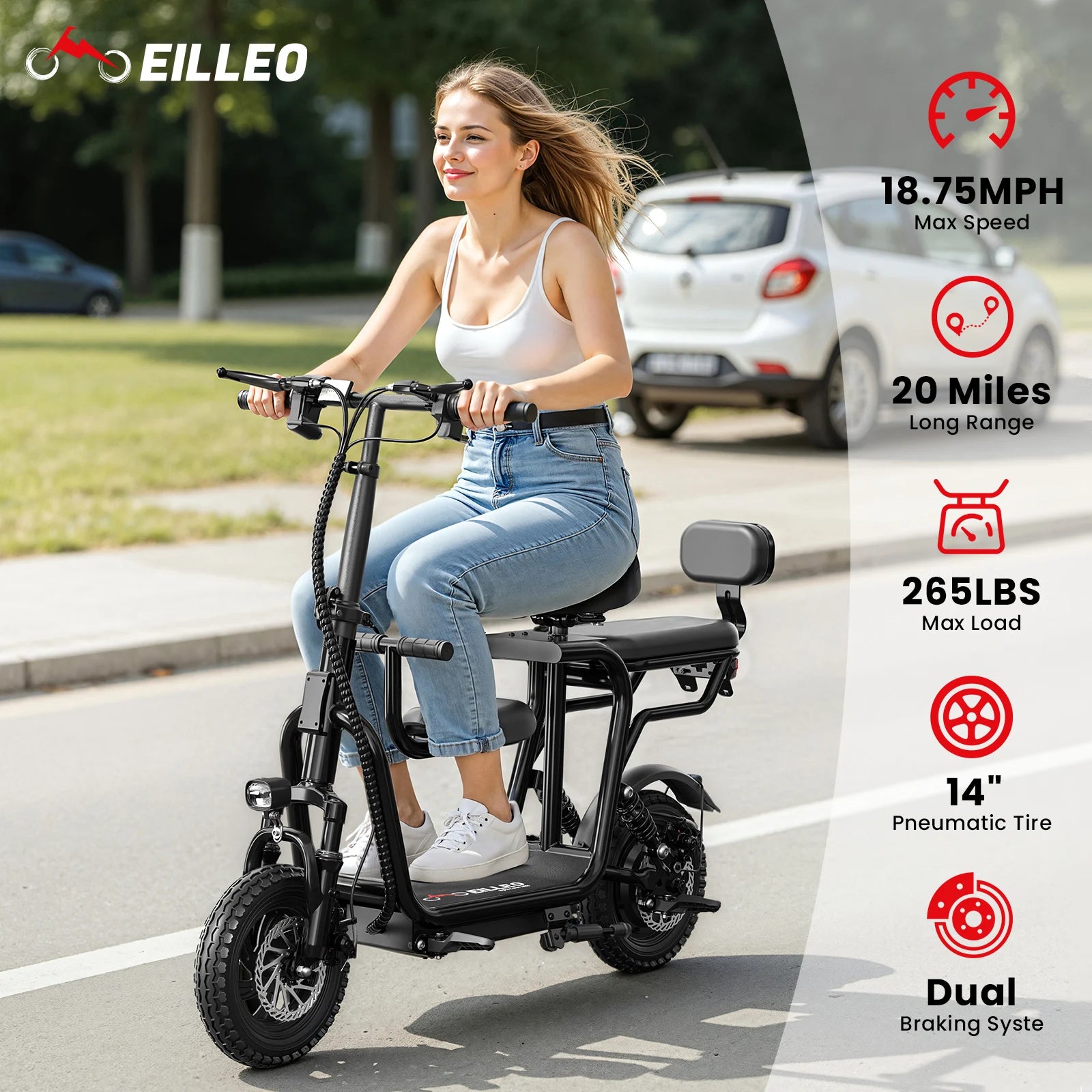 48V Electric Scooter with Seat for child