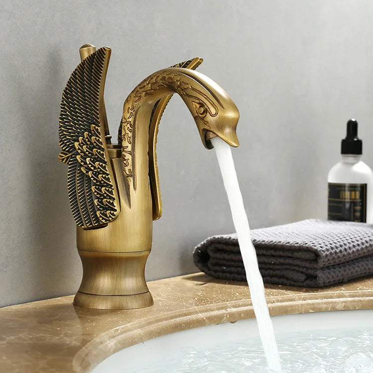 Swan Shape Single Handle Sink Hot Cold Water Mixer Tap