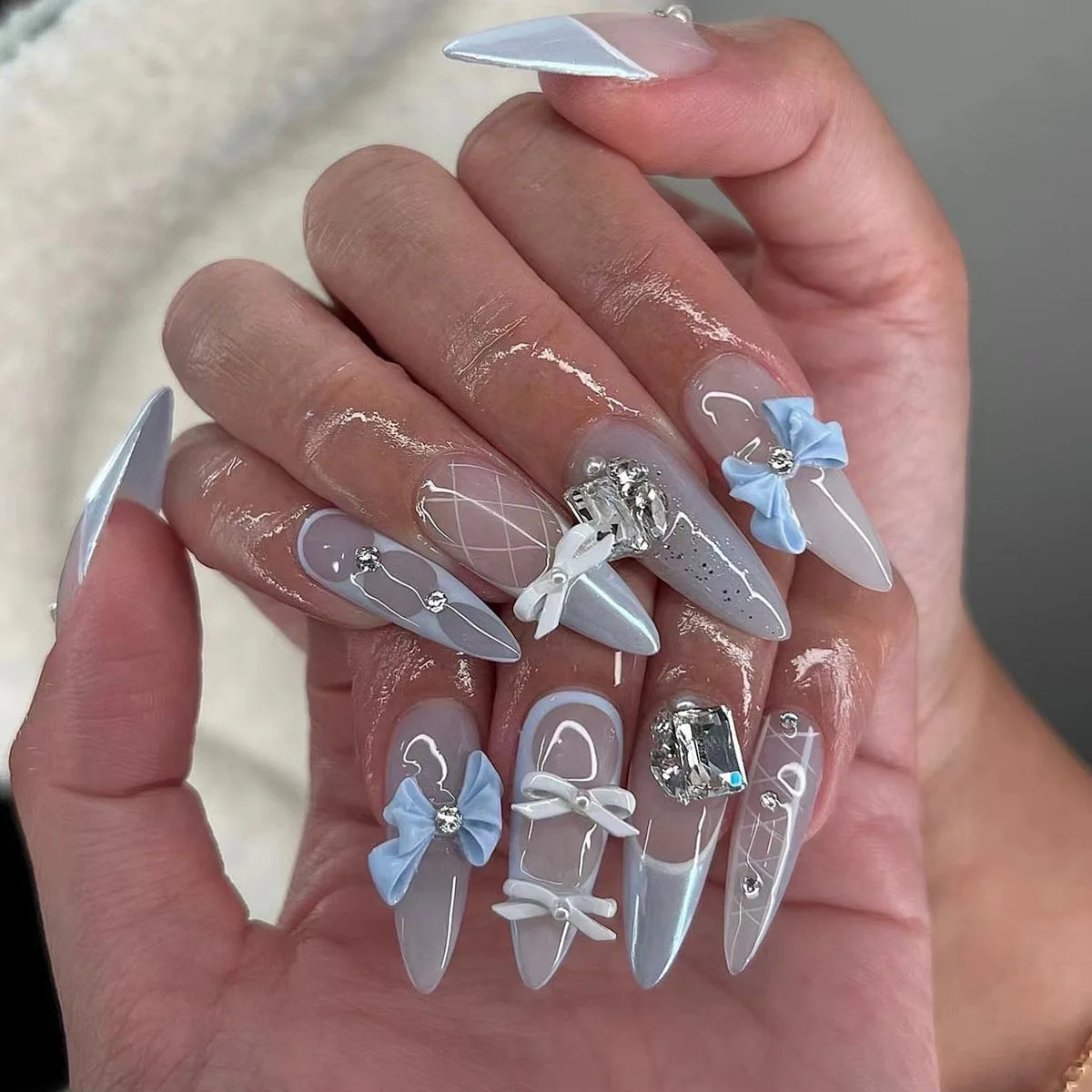 24Pcs 3D Fake Nails Press on