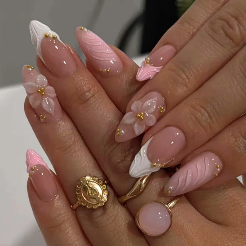 24Pcs 3D Fake Nails Press on