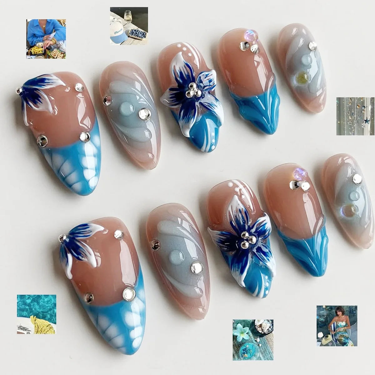 Press on Nails Strawberry Bow Design Nails