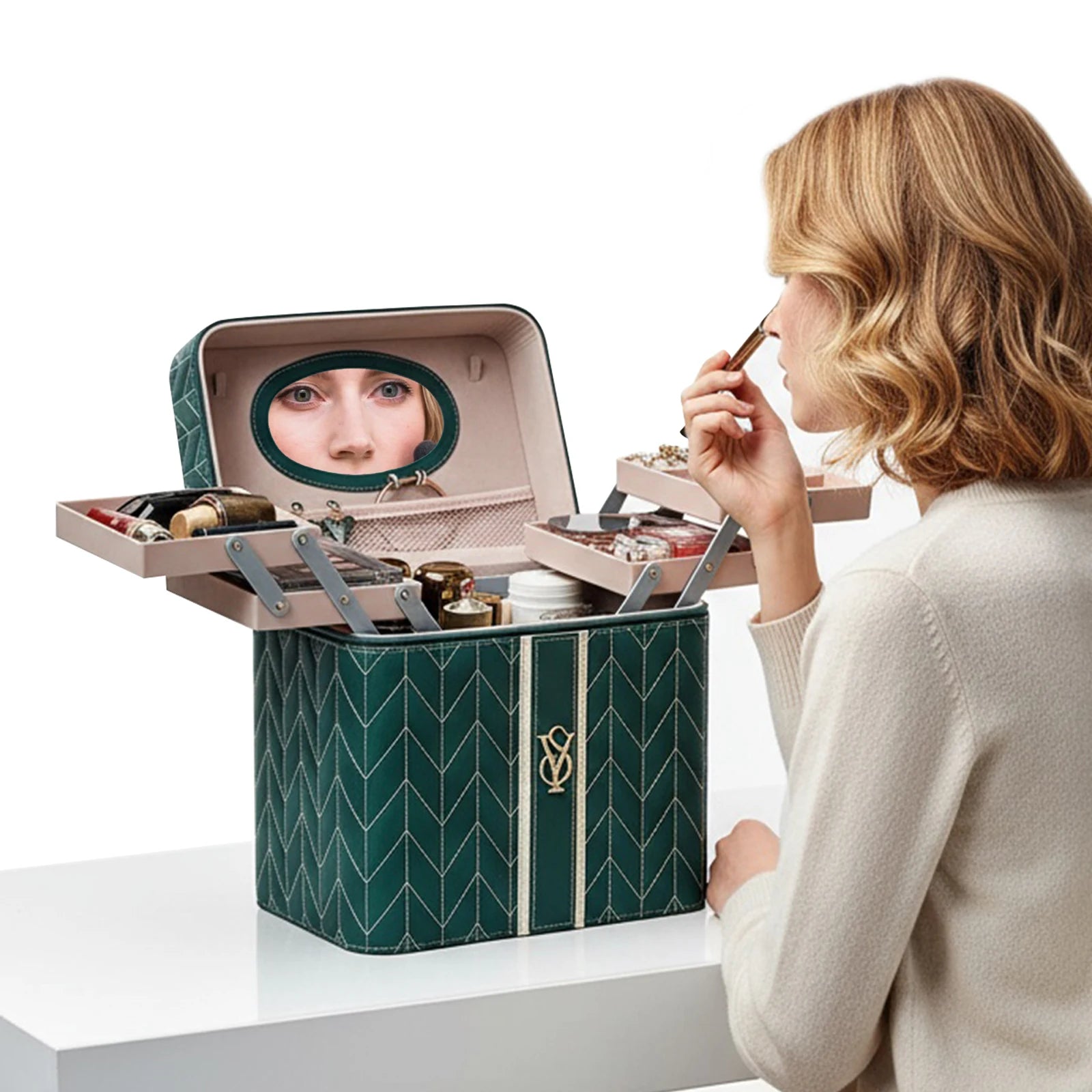 Large Cosmetic Organizer with Mirror