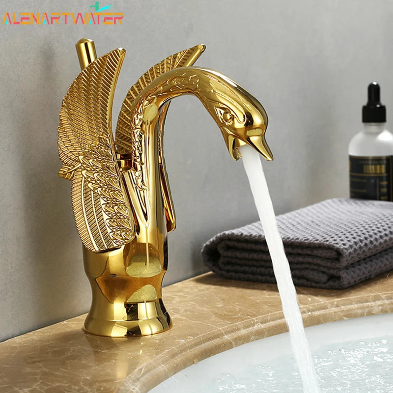 Swan Shape Single Handle Sink Hot Cold Water Mixer Tap