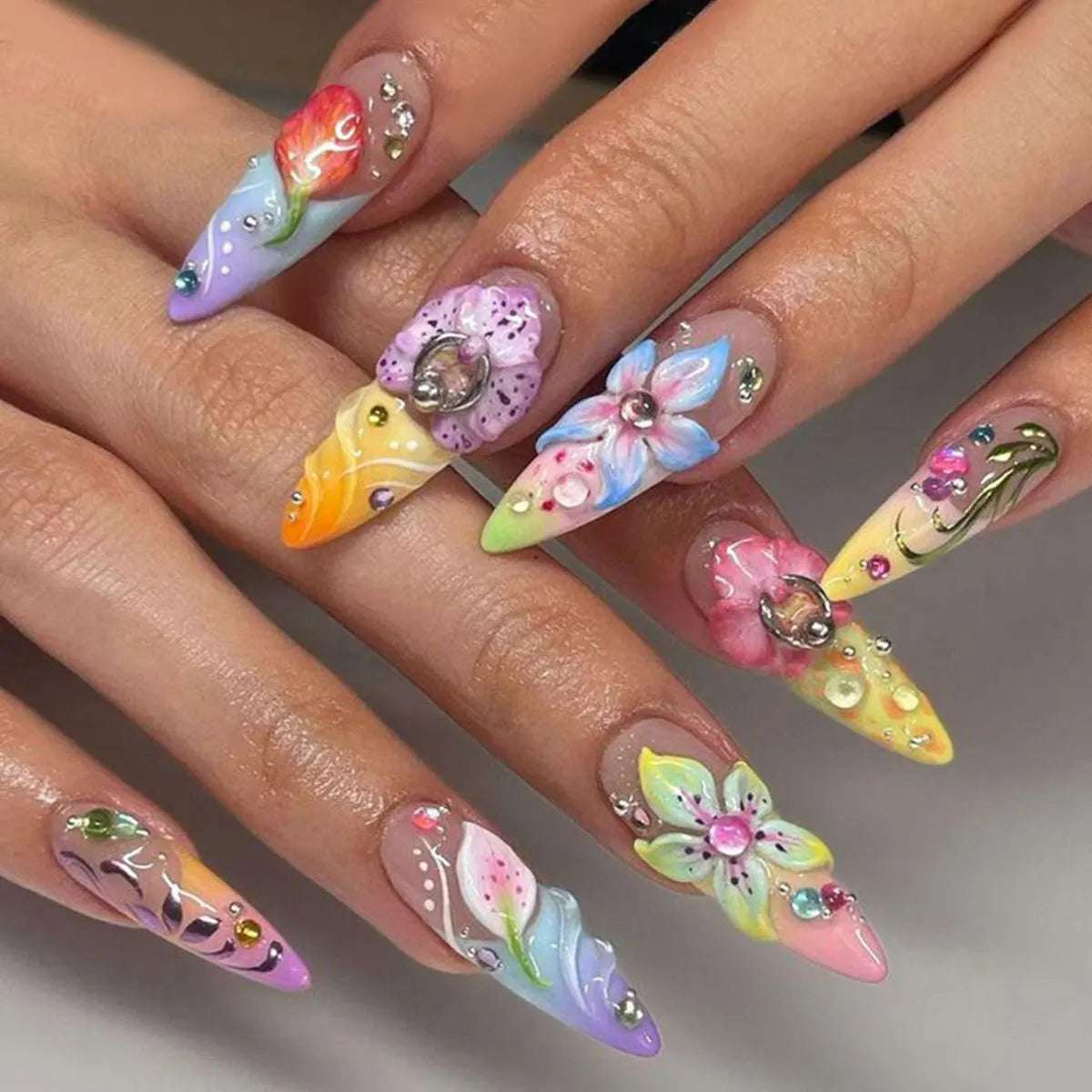 24Pcs 3D Fake Nails Press on