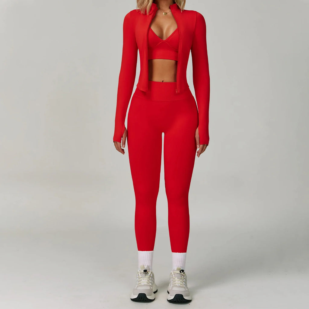 3PCS Yoga Set Seamless Women Gym Tracksuit