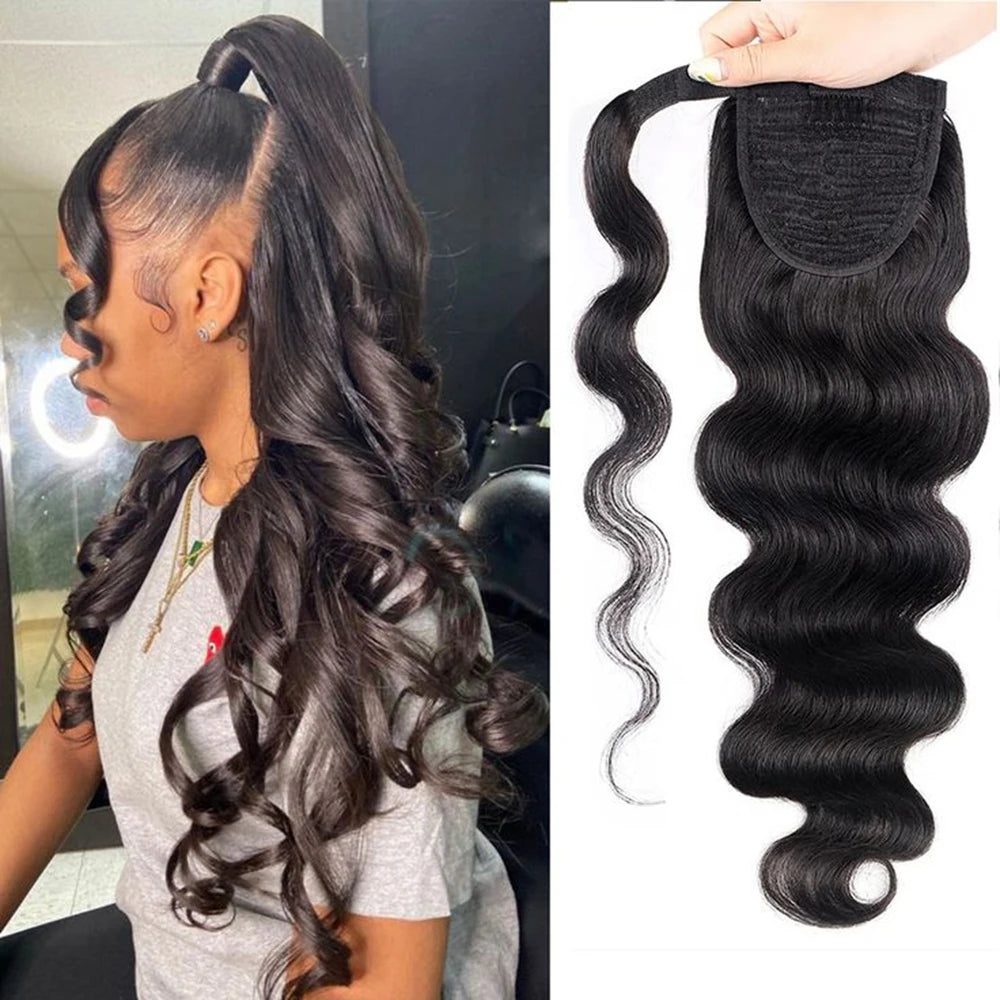 Deep Curly Human Hair Ponytail Extensions