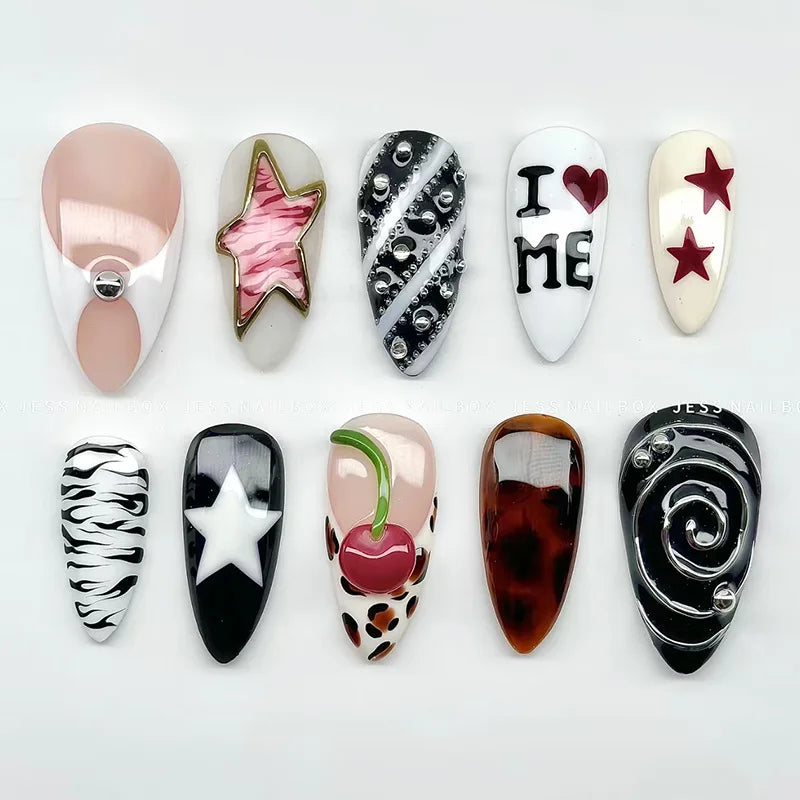 24Pcs 3D Fake Nails Press on
