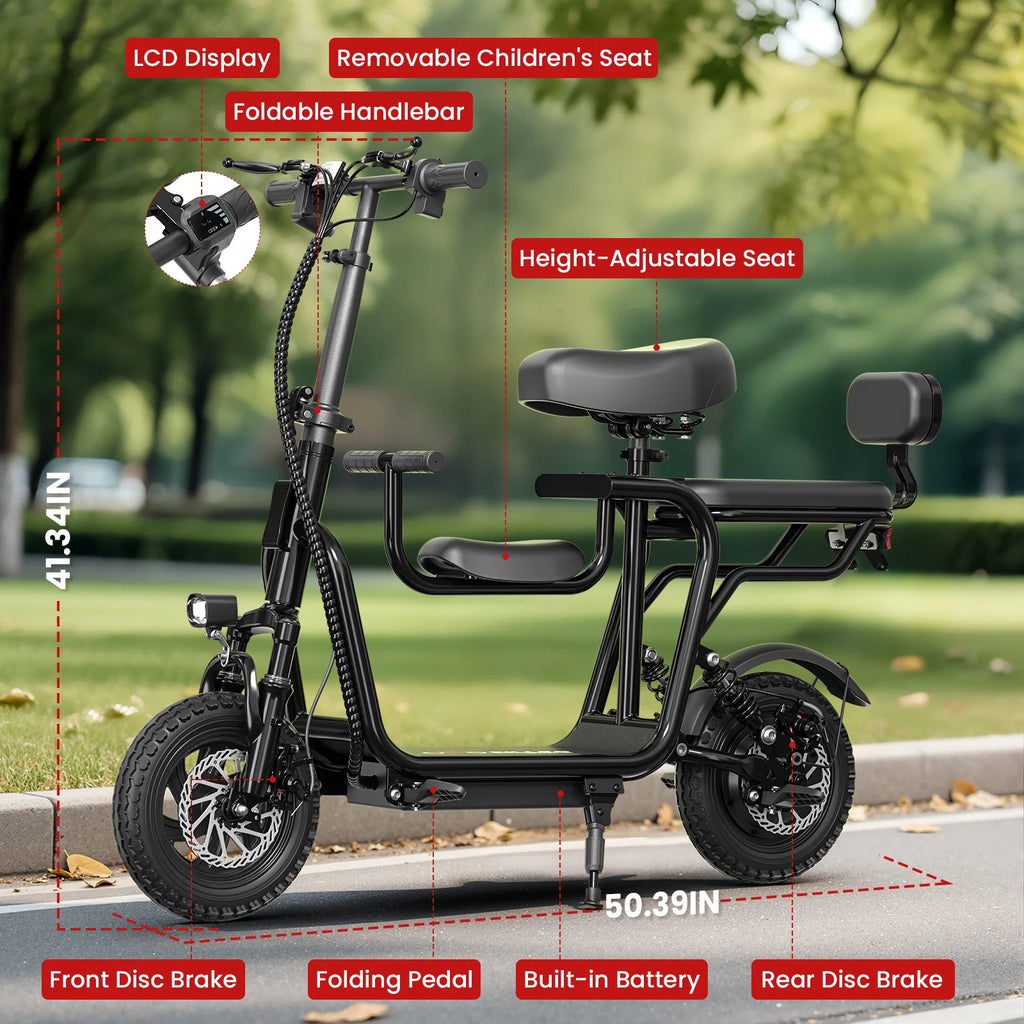 48V Electric Scooter with Seat for child