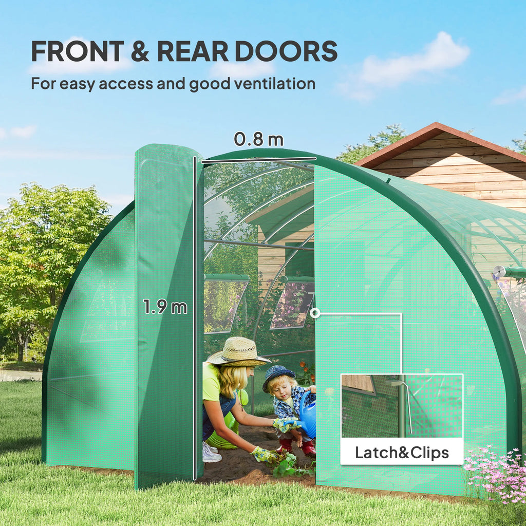Outsunny Walk-in Polytunnel Greenhouse, 6 x 3(m), Green