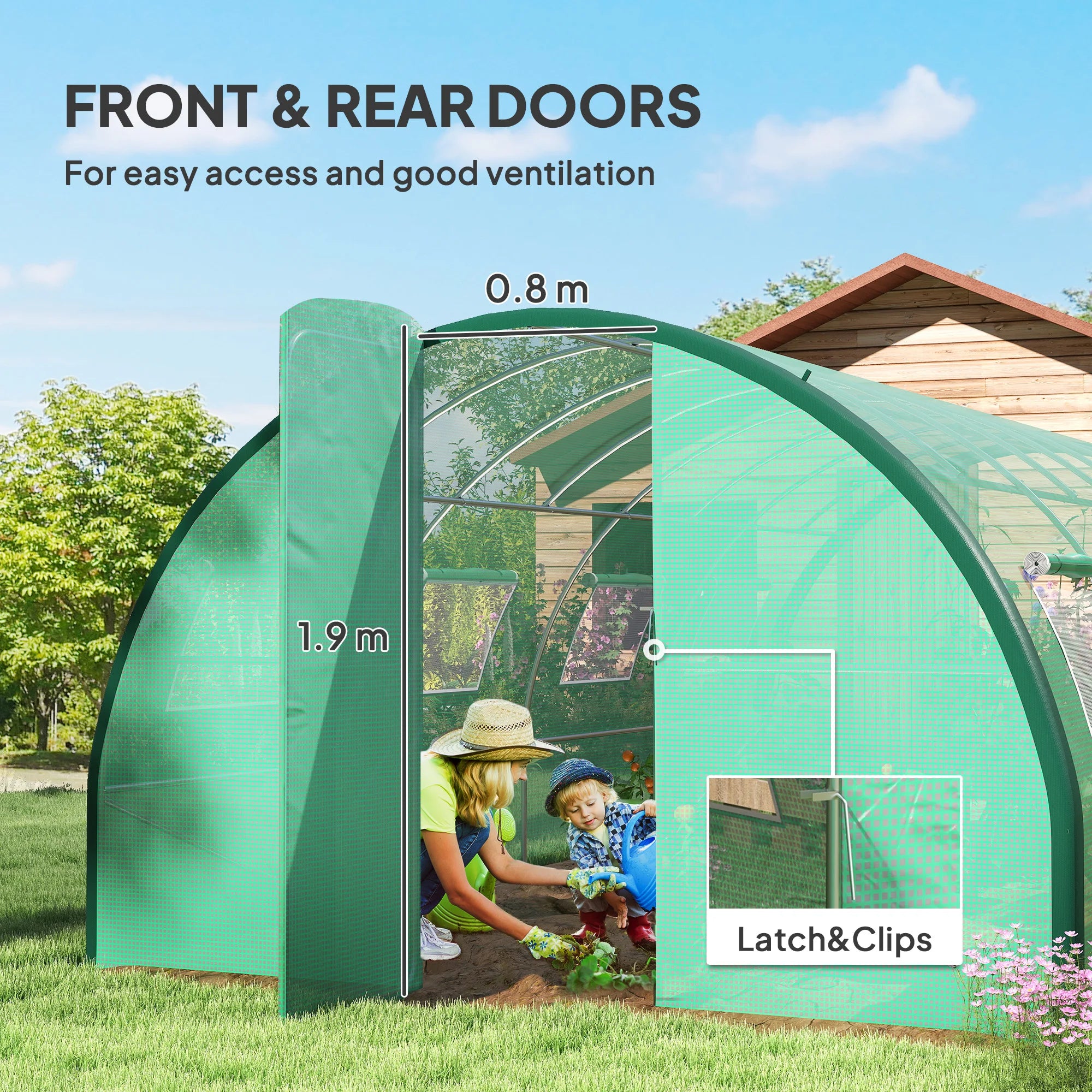 Outsunny Walk-in Polytunnel Greenhouse, 6 x 3(m), Green