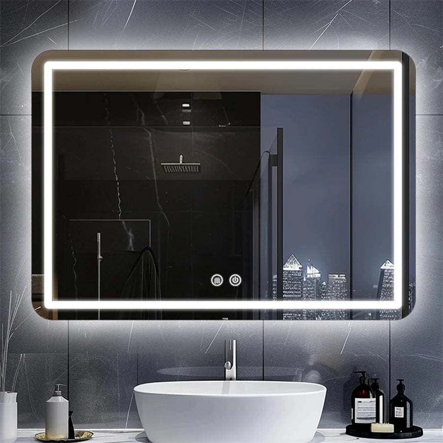Hardwired Bathroom Mirror with LED Lights