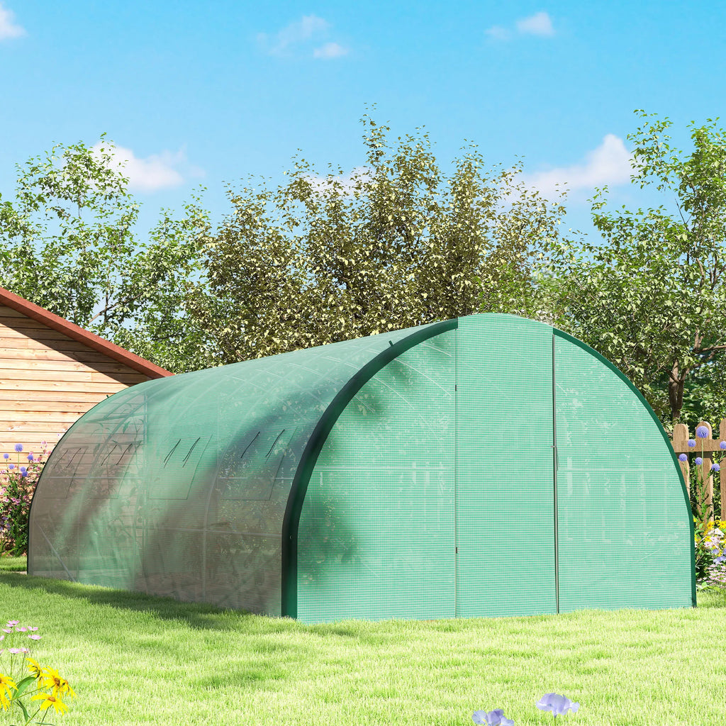 Outsunny Walk-in Polytunnel Greenhouse, 6 x 3(m), Green