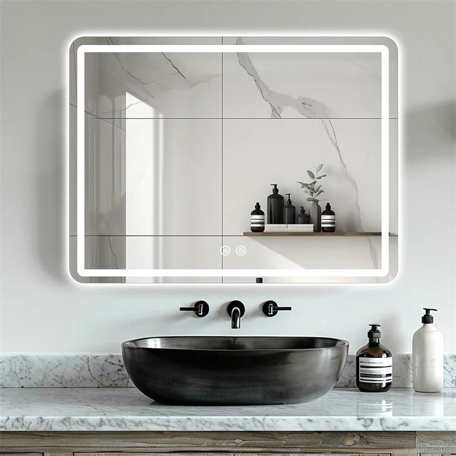 Hardwired Bathroom Mirror with LED Lights