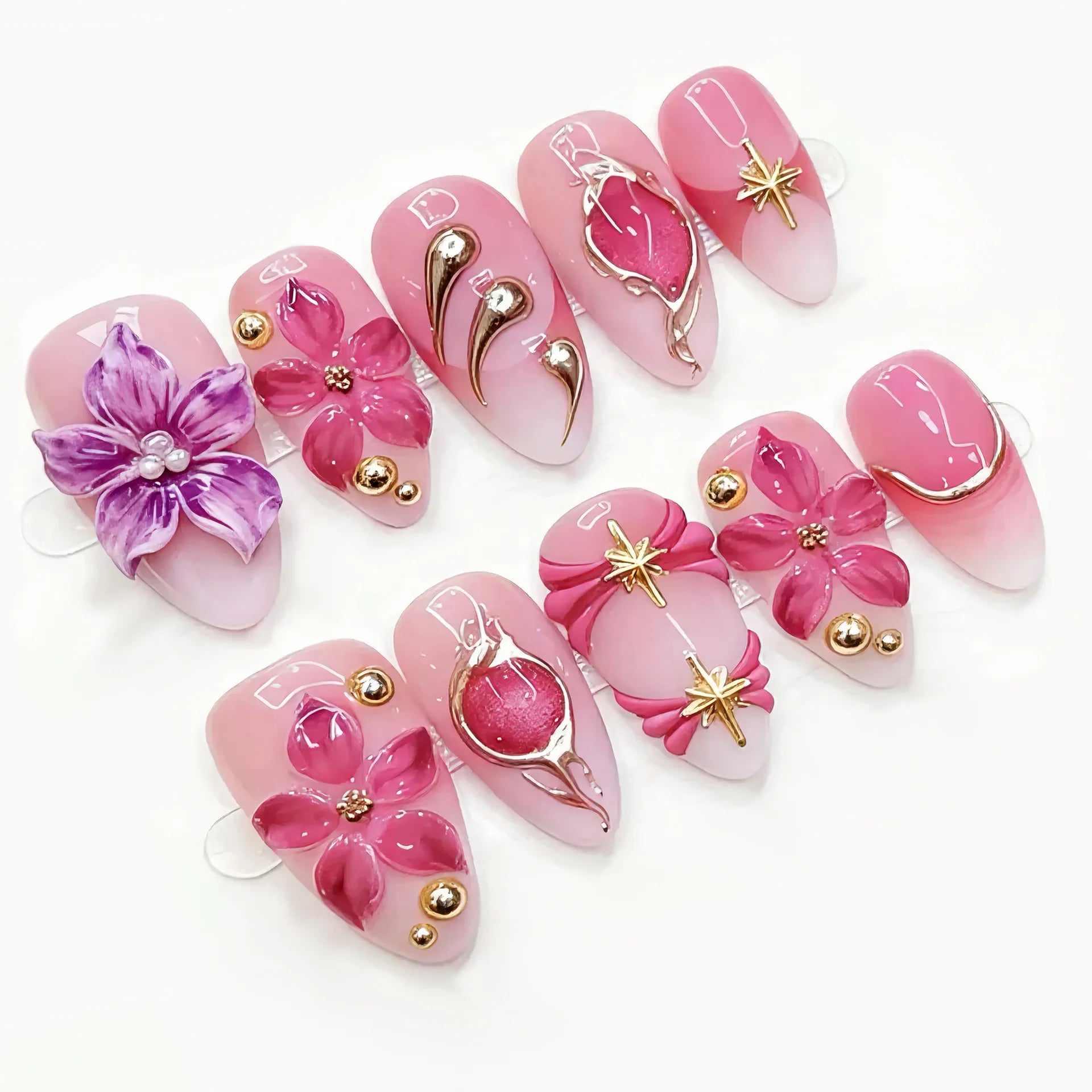 Press on Nails Strawberry Bow Design Nails