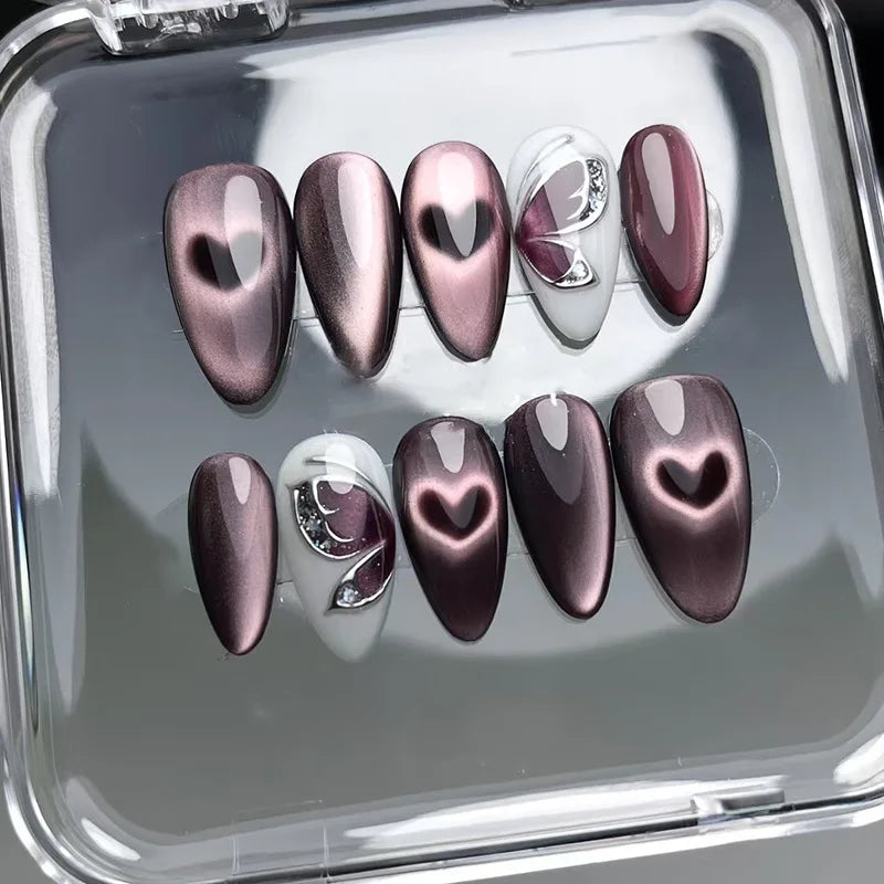 Press on Nails Strawberry Bow Design Nails